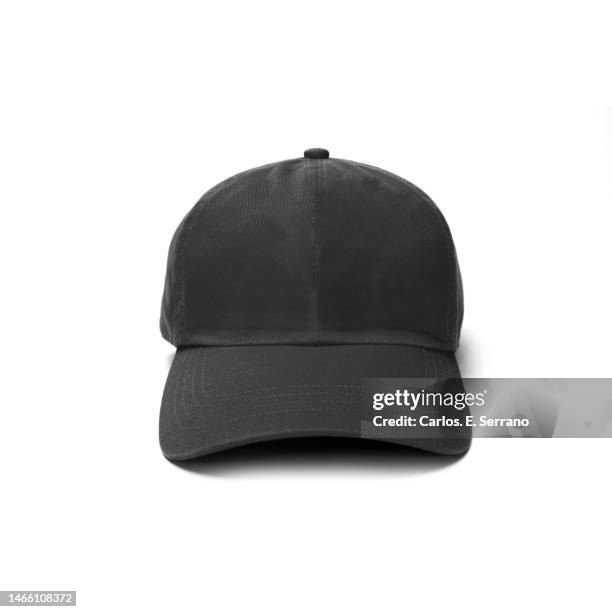 black baseball cap on a white background template ready for branding - black hat stock pictures, royalty-free photos & images