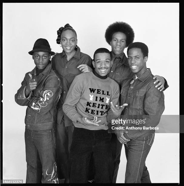 Portrait of the members of American hip hop grounp Funky 4 + 1, 1980.