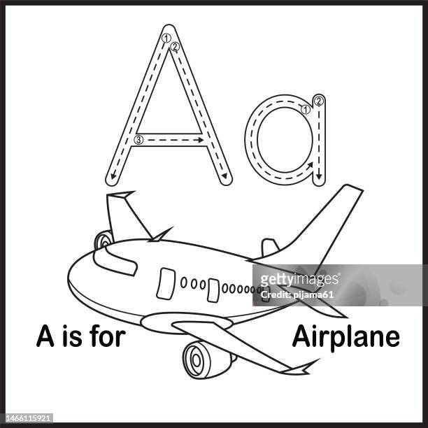 flashcard letter a is for airplane vector illustration - preschool stock illustrations