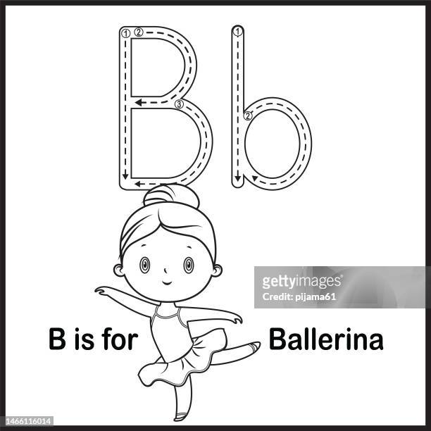flashcard letter b is for ballerina vector illustration - naughty in class stock illustrations