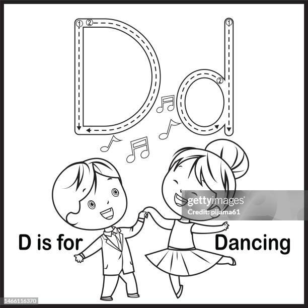 karteikartenbuchstabe d steht für zahnarzt vektor illustration - swing dancing stock-grafiken, -clipart, -cartoons und -symbole