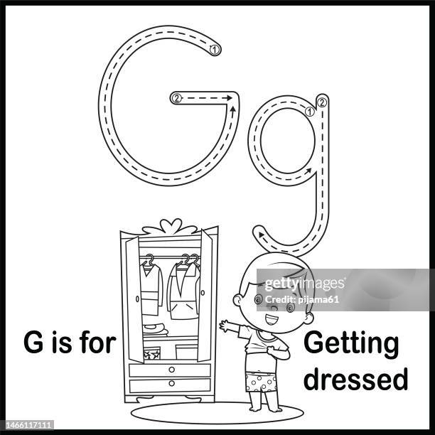 flashcard letter g is for getting dressed vector illustration - pyjamas isolated stock illustrations