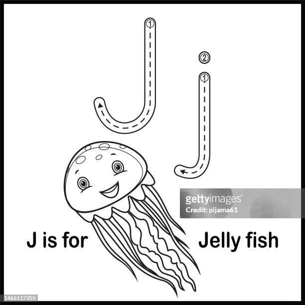 flashcard letter j is for journalist vector illustration - jellyfish stock illustrations
