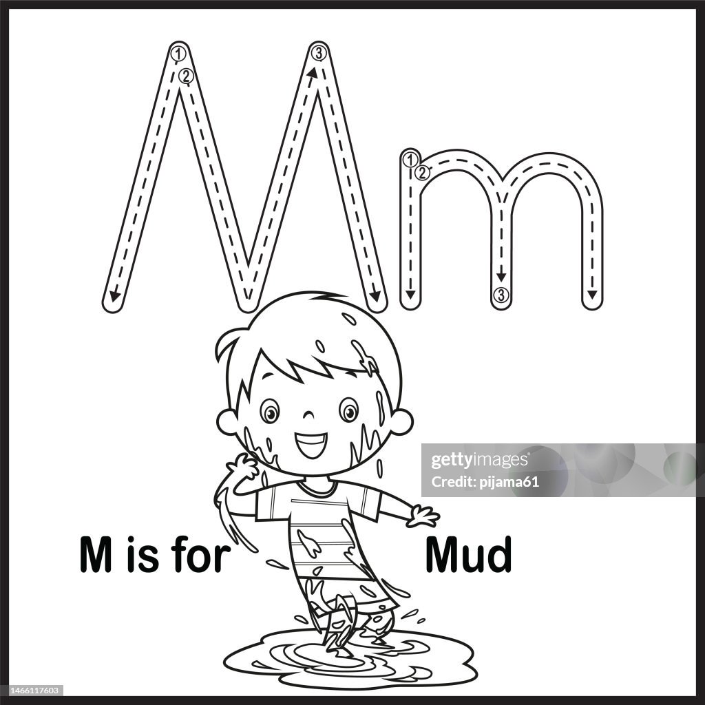 Flashcard letter M is for Mud vector Illustration