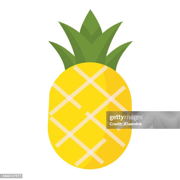 whole and sliced fresh fruit pineapple colorful icon - fruit white background stock illustrations