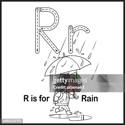 Flashcard Letter R Is For Rain Vector Illustration High-Res Vector ...
