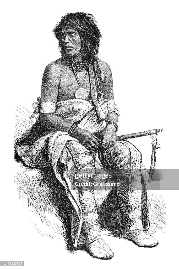 Native american Pawnee warrior portrait 1869