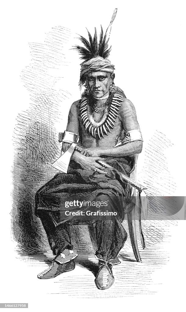 Native american Pawnee warrior portrait 1869