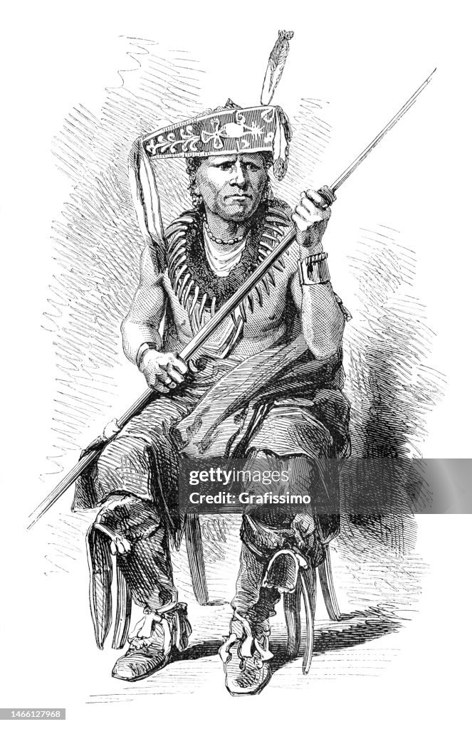Native american Pawnee warrior portrait 1869