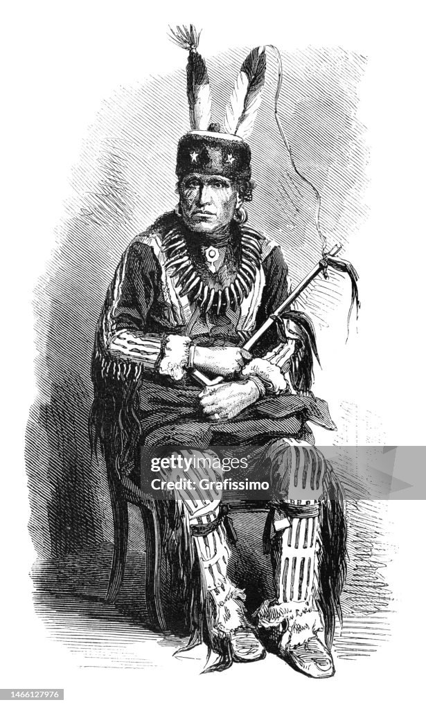 Native american Pawnee warrior portrait 1869