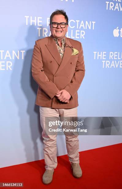 Alan Carr attends the "The Reluctant Traveller" European Premiere at Everyman Borough Yards on February 14, 2023 in London, England.