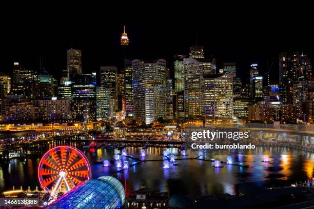 the lights of sydney shine brightly for the vivid festival of light - vivid sydney stock pictures, royalty-free photos & images