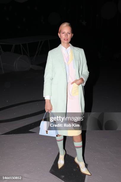 Karolína Kurková attends the Thom Browne fashion show during New York Fashion Week at The Shed on February 14, 2023 in New York City.