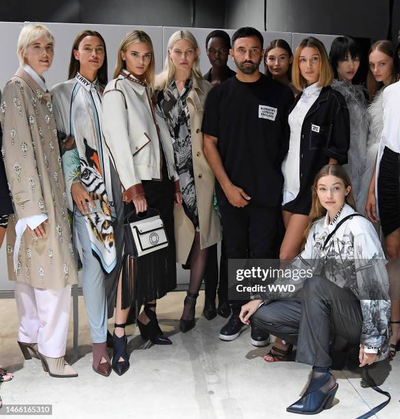 Agyness Deyn, Irina Shayk, Kendall Jenner, Riccardo Tisci, Bella Hadid, Gigi Hadid and models backstage