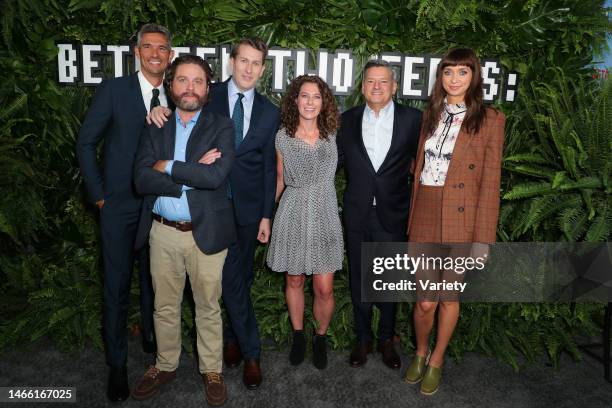 Mike Farah, Zach Galifianakis, Scott Aukerman, Catie Daley, Ted Sarandos and Lauren Lapkus