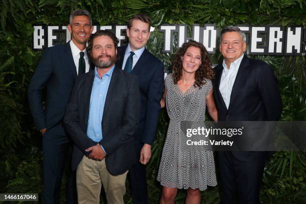 Mike Farah, Zach Galifianakis, Scott Aukerman, Catie Daley and Ted Sarandos