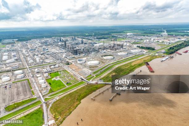 oil refinery aerial - louisiana stock pictures, royalty-free photos & images