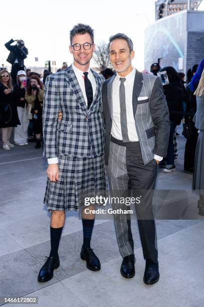 Brad Goreski and Gary Janetti attend the Thom Browne fashion show during New York Fashion Week: The Shows at The Shed in Hudson Yards on February 14,...