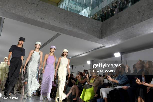 Joan Smalls, Bella Hadid, Gigi Hadid and Kaia Gerber on the catwalk