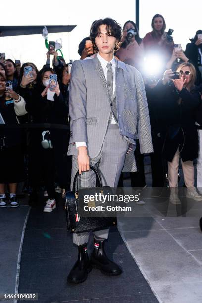 Johnny Suh attends the Thom Browne fashion show during New York Fashion Week: The Shows at The Shed in Hudson Yards on February 14, 2023 in New York...