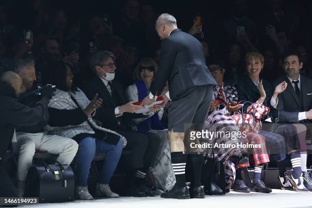 Designer Thom Browne walks the runway during the Thom Browne show at New York Fashion Week: The Shows at The Shed on February 14, 2023 in New York...