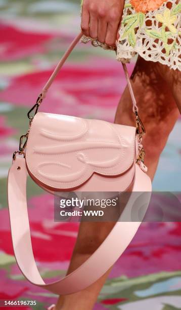 Model on the catwalk, bag detail