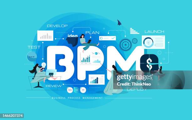 bpm : business process management wortkonzept - surrounding stock-grafiken, -clipart, -cartoons und -symbole