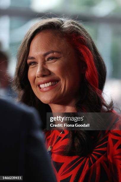 Black Fern Ruby Tui arrives at the Halberg Awards at Spark Arena on February 15, 2023 in Auckland, New Zealand.