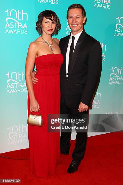 Tasma Walton and Rove McManus arrive at the 10th annual Astra Awards at Sydney Theatre on June 21, 2012 in Sydney, Australia.