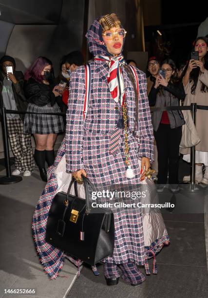 Erykah Badu attends the Thom Browne fashion show during New York Fashion Week at The Shed on February 14, 2023 in New York City.