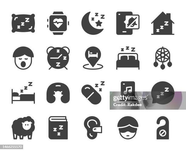 sleeping - icons - yawning stock illustrations