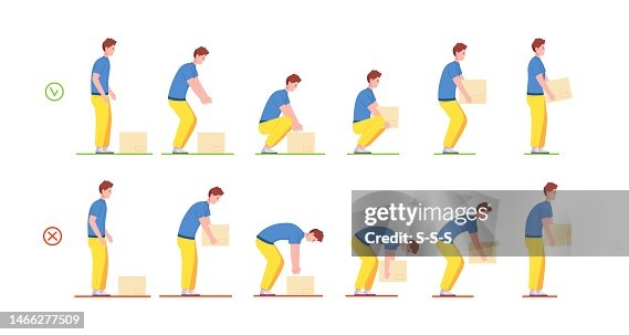 Lifting Box Process Proper Lifting Correctly And Wrong Heavy Box Lift Technique Good ...