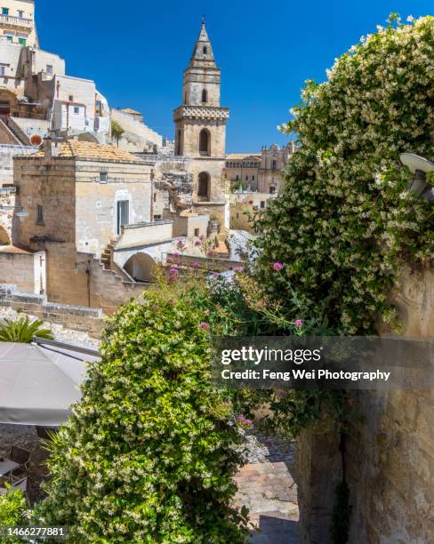 chiesa di san giovanni battista, sassi di matera, matera, basilicata, italy - matera stockfoto's en -beelden