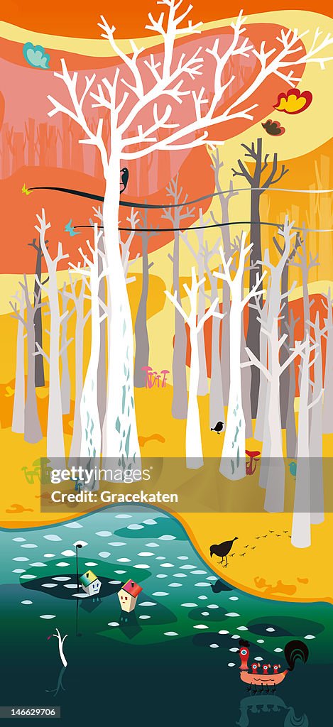 Birds in the forest