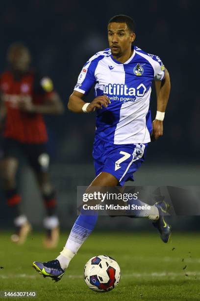 Scott Sinclair of Bristol Rovers during the Sky Bet League One between Bristol Rovers and Ipswich Town at Memorial Stadium on February 14, 2023 in...