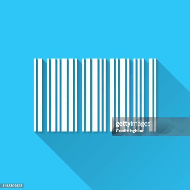 bar code. icon on blue background - flat design with long shadow - ticket number stock illustrations