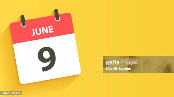stockillustraties, clipart, cartoons en iconen met june 9 - daily calendar icon in flat design style - written date