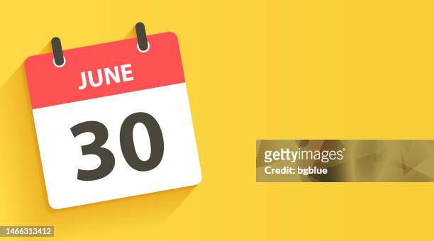june 30 - daily calendar icon in flat design style - time running out stock illustrations