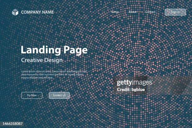 landing page template - abstract orange halftone background with dotted - trendy design - gray green stock illustrations