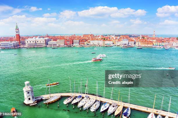 aerial view of venice, italy - venetian lagoon stock pictures, royalty-free photos & images