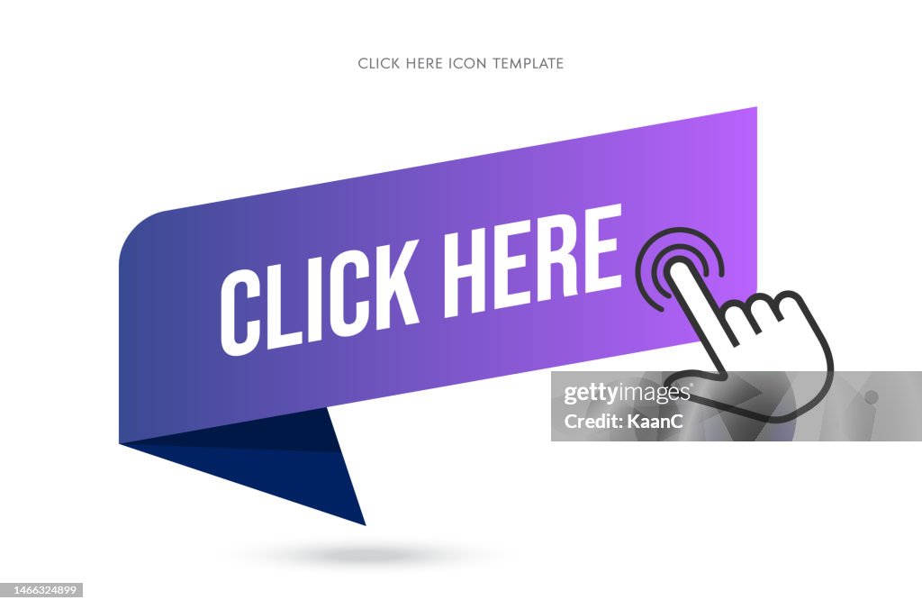 Click here icon. Pointer clicking vector illustration on isolated background. Web button sign business concept. Vector stock illustration