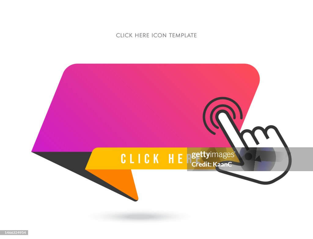 Click here icon. Pointer clicking vector illustration on isolated background. Web button sign business concept. Vector stock illustration