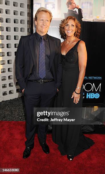 Actor Jeff Daniels and wife Kathleen Treado arrive at the Los Angeles premiere of HBO's 'The Newsroom' at ArcLight Cinemas Cinerama Dome on June 20,...