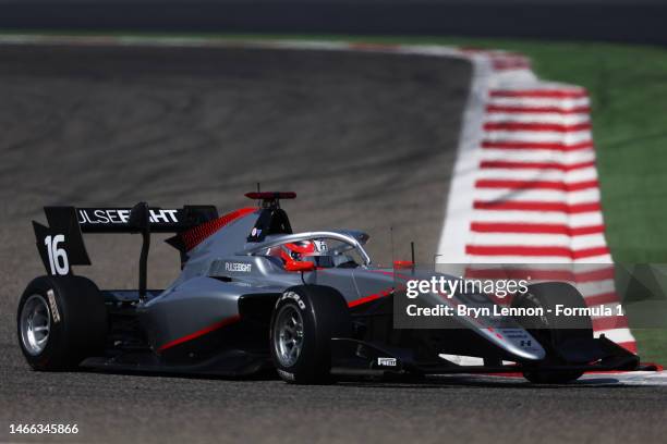 Luke Browning of Great Britain and Hitech Pulse-Eight drives on track during day two of Formula 3 Testing at Bahrain International Circuit on...