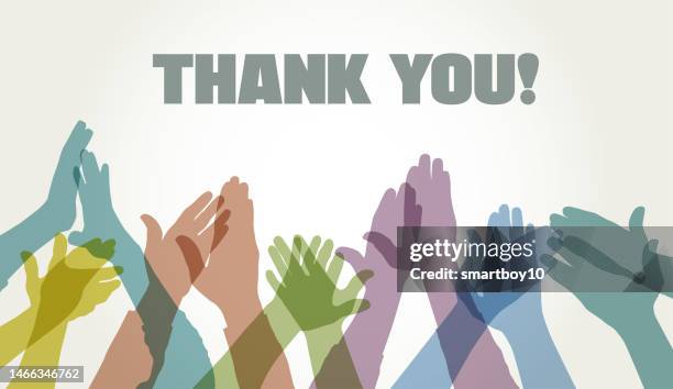 stockillustraties, clipart, cartoons en iconen met clapping hands - thank you korte frase