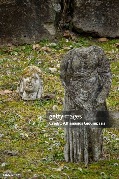 The Archaeological Park of Dion on February 12, 2023 in Dion, Greece. The Archaeological Park of Dion is the most important archaeological site at...