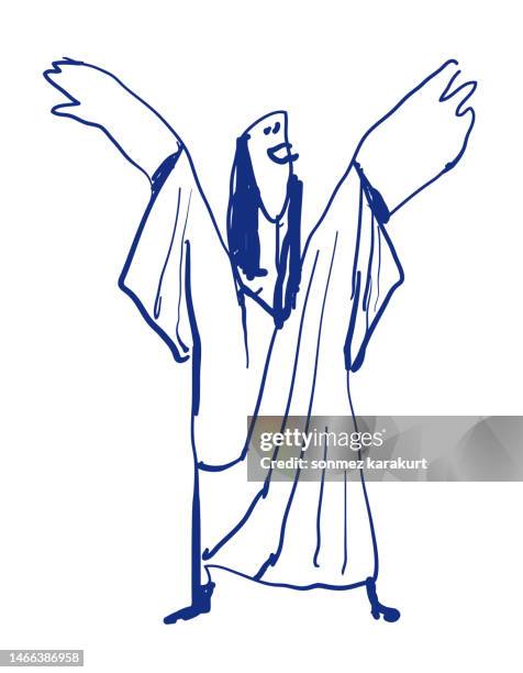 simple stylized drawing of woman in greek, roman costume - actor icon stock illustrations