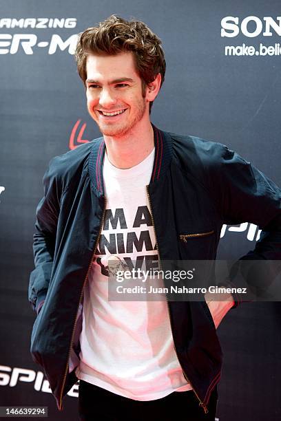 Actor Andrew Garfield attends 'The Amazing Spider-Man' photocall at Villamagna Hotel on June 21, 2012 in Madrid, Spain.