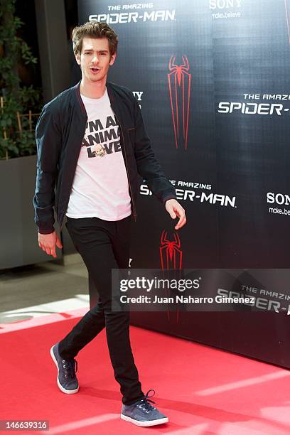 Actor Andrew Garfield attends 'The Amazing Spider-Man' photocall at Villamagna Hotel on June 21, 2012 in Madrid, Spain.