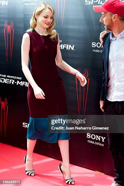 Actress Emma Stone attends 'The Amazing Spider-Man' photocall at Villamagna Hotel on June 21, 2012 in Madrid, Spain.